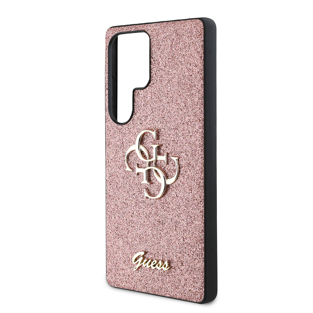 Galaxy S25 Ultra Kılıf Guess Orjinal Lisanslı 4G Büyük Metal Logolu Glitter Kapak Siyah