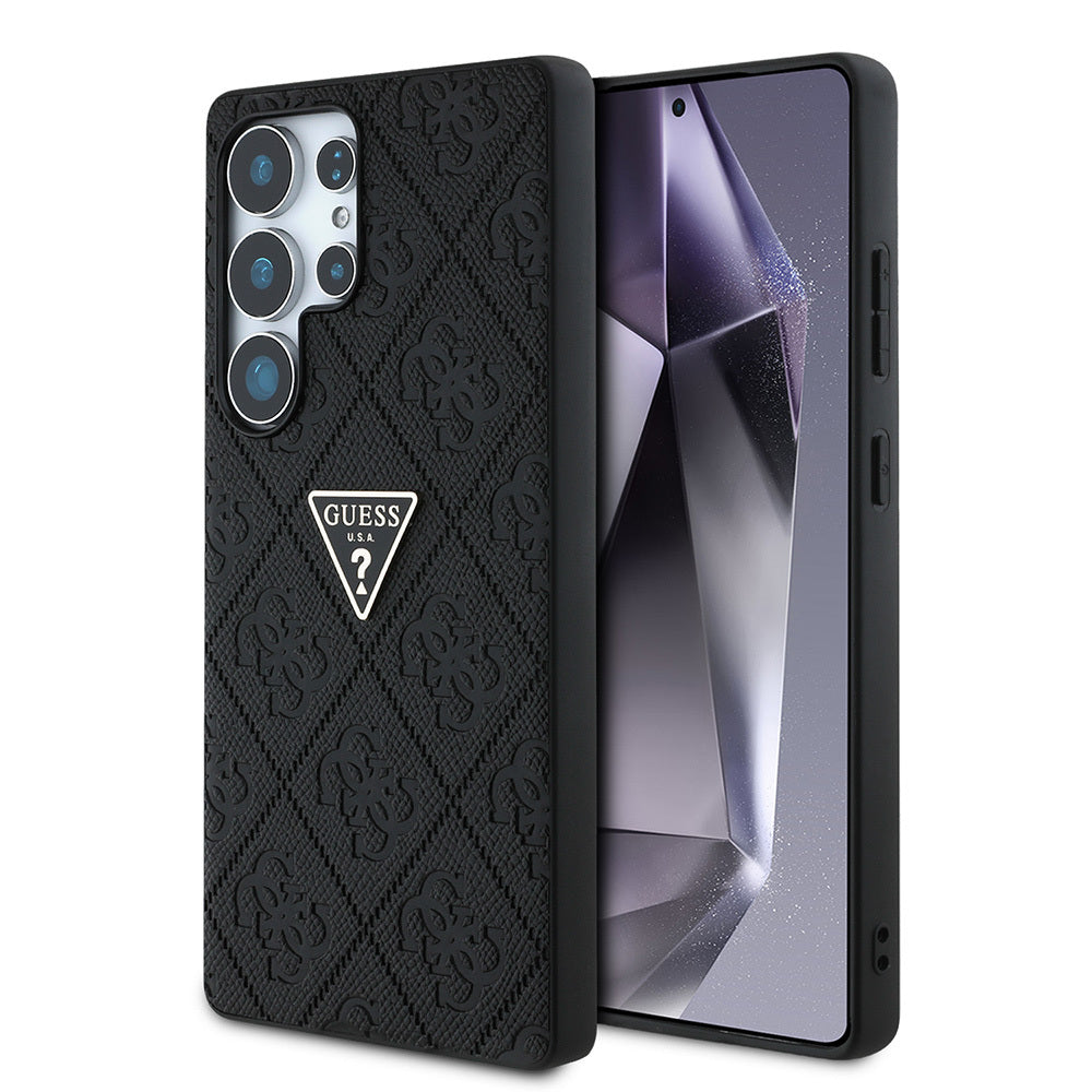 Galaxy S25 Ultra Kılıf Guess Orjinal Lisanslı 4G Desenli Sıcak Damgalı Üçgen Logolu Kapak Pembe