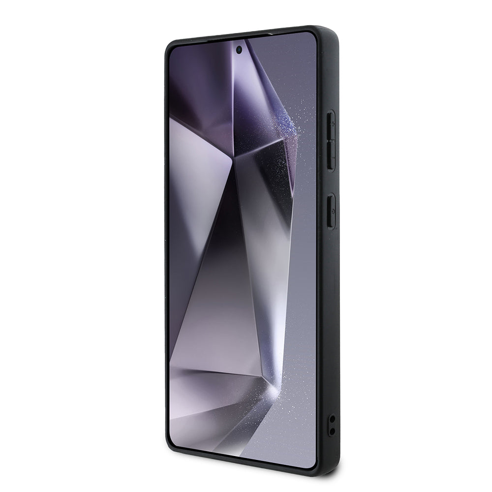 Galaxy S25 Ultra Kılıf Guess Orjinal Lisanslı 4G Desenli Sıcak Damgalı Üçgen Logolu Kapak Siyah