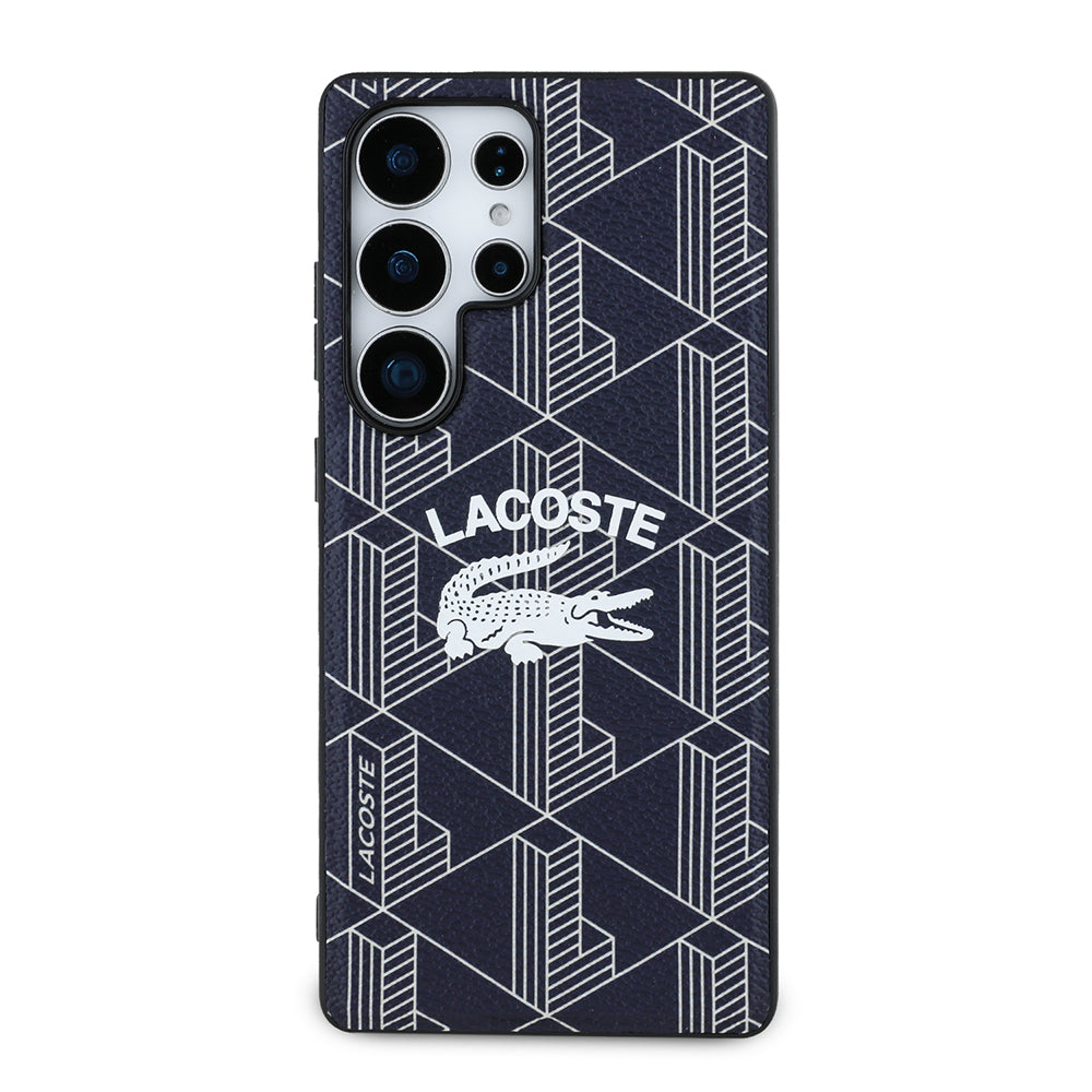 Galaxy S25 Ultra Kılıf Lacoste Orjinal Lisanslı M-safe Şarj Özellikli Mono Vintage Logo Kapak Lacivert