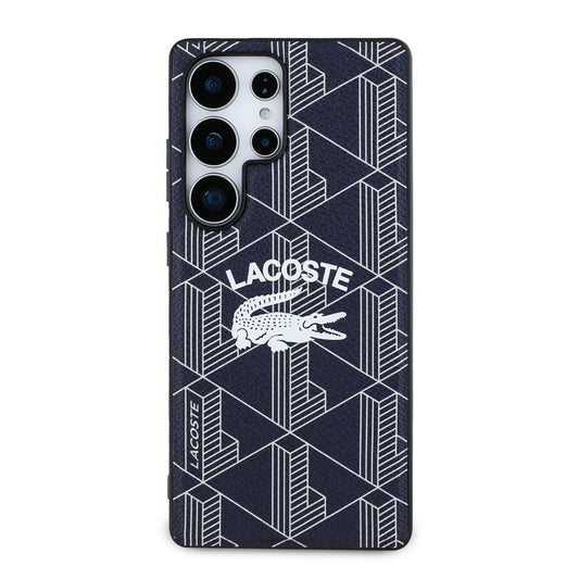 Galaxy S25 Ultra Kılıf Lacoste Orjinal Lisanslı M-safe Şarj Özellikli Mono Vintage Logo Kapak Lacivert