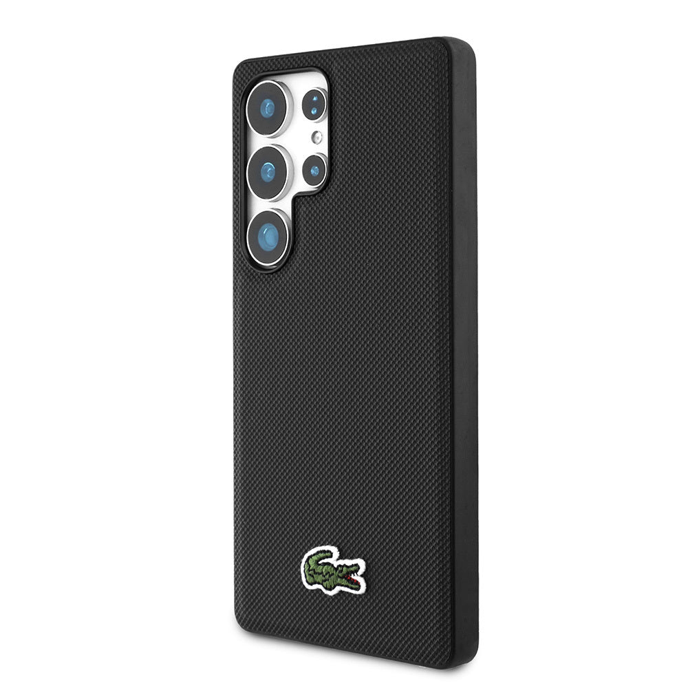 Galaxy S25 Ultra Kılıf Lacoste Orjinal Lisanslı PU Pike Desenli Arka Yüzey İkonik Timsah Dokuma Logolu Kapak Yeşil