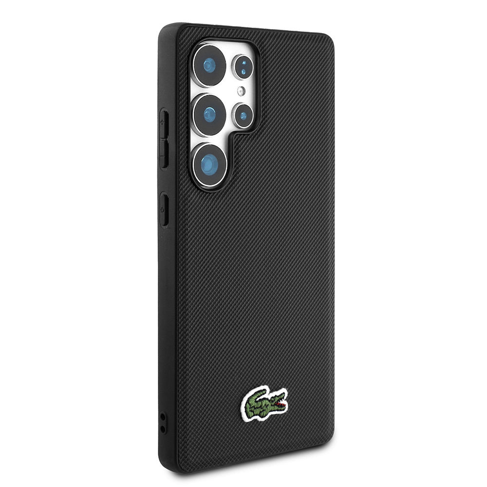 Galaxy S25 Ultra Kılıf Lacoste Orjinal Lisanslı PU Pike Desenli Arka Yüzey İkonik Timsah Dokuma Logolu Kapak Siyah
