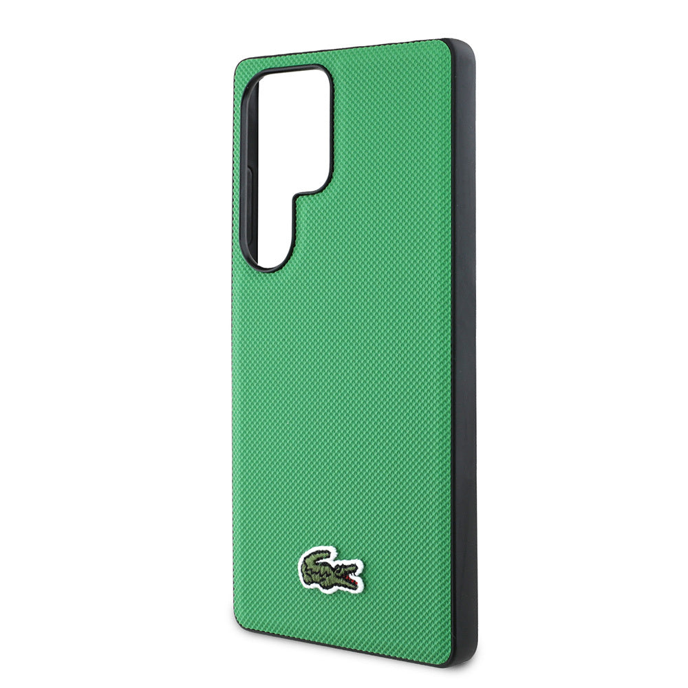 Galaxy S25 Ultra Kılıf Lacoste Orjinal Lisanslı PU Pike Desenli Arka Yüzey İkonik Timsah Dokuma Logolu Kapak Lacivert