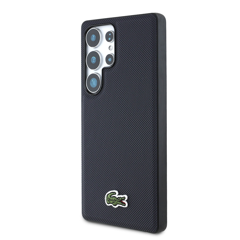 Galaxy S25 Ultra Kılıf Lacoste Orjinal Lisanslı PU Pike Desenli Arka Yüzey İkonik Timsah Dokuma Logolu Kapak Kırmızı