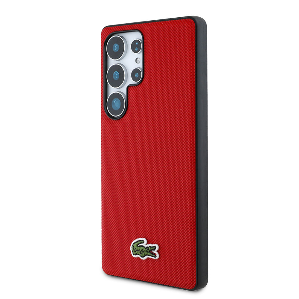 Galaxy S25 Ultra Kılıf Lacoste Orjinal Lisanslı PU Pike Desenli Arka Yüzey İkonik Timsah Dokuma Logolu Kapak Yeşil