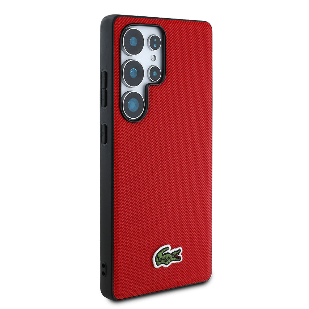 Galaxy S25 Ultra Kılıf Lacoste Orjinal Lisanslı PU Pike Desenli Arka Yüzey İkonik Timsah Dokuma Logolu Kapak Yeşil