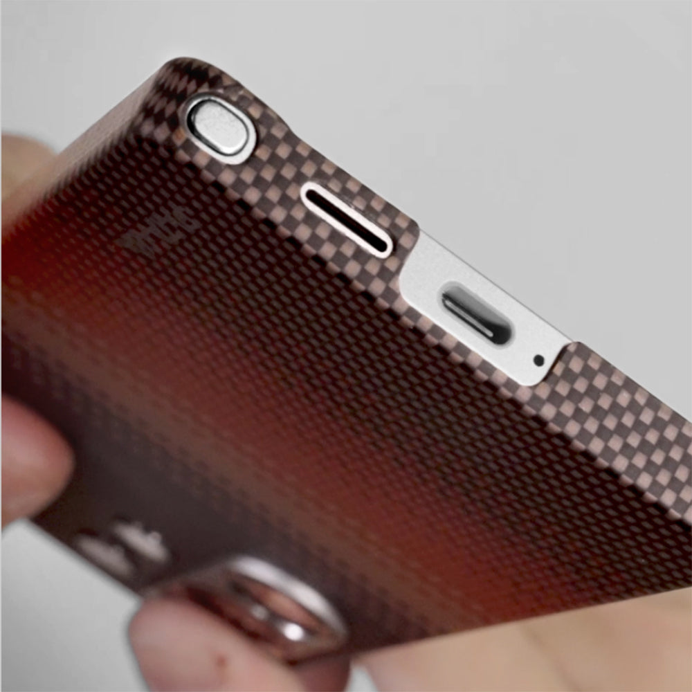 Galaxy S25 Ultra Kılıf M-safe Şarj Özellikli Aramid Fiber Pitaka Tactile Woven Sunset-Moonrise Serisi Kapak Mavi