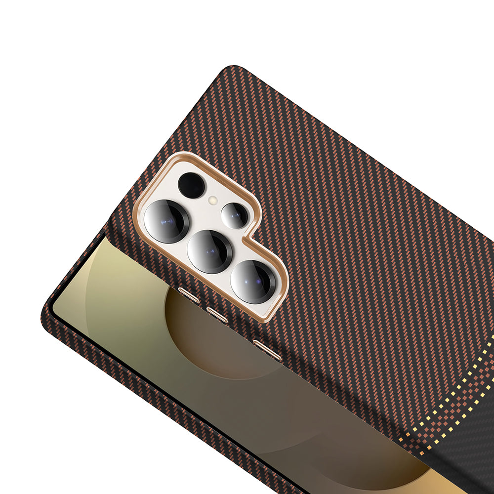 Galaxy S25 Ultra Kılıf M-safe Şarj Özellikli Karbon Fiber Görünümlü Zore Gros Kapak Lacivert