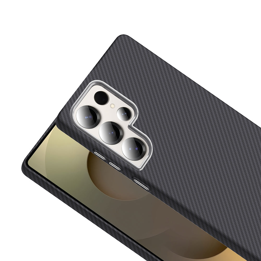 Galaxy S25 Ultra Kılıf M-safe Şarj Özellikli Karbon Fiber Görünümlü Zore Gros Kapak Desert Titanyum