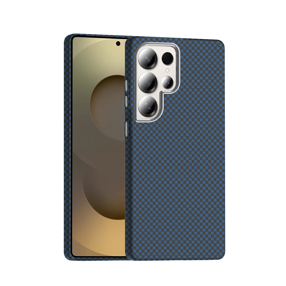 Galaxy S25 Ultra Kılıf M-safe Şarj Özellikli Karbon Fiber Görünümlü Zore Gros Kapak Gold-Siyah