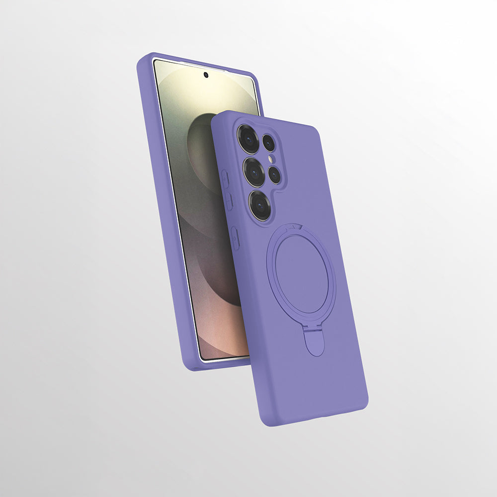 Galaxy S25 Ultra Kılıf M-safe Şarj Özellikli Standlı Zore Samara Kapak Titanyum-Gri