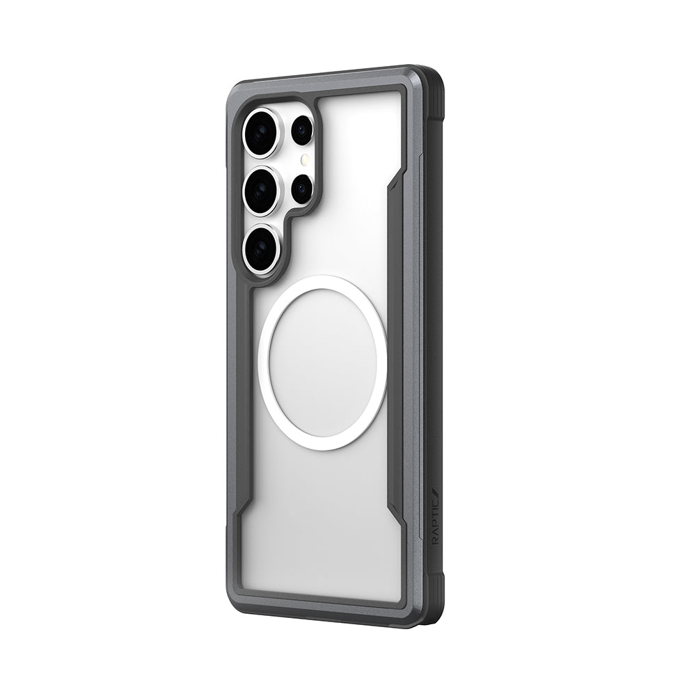 Galaxy S25 Ultra Kılıf M-safe Şarj Özellikli Airbagli Raptic Shield Serisi Şeffaf Arka Yüzey Kapak Siyah