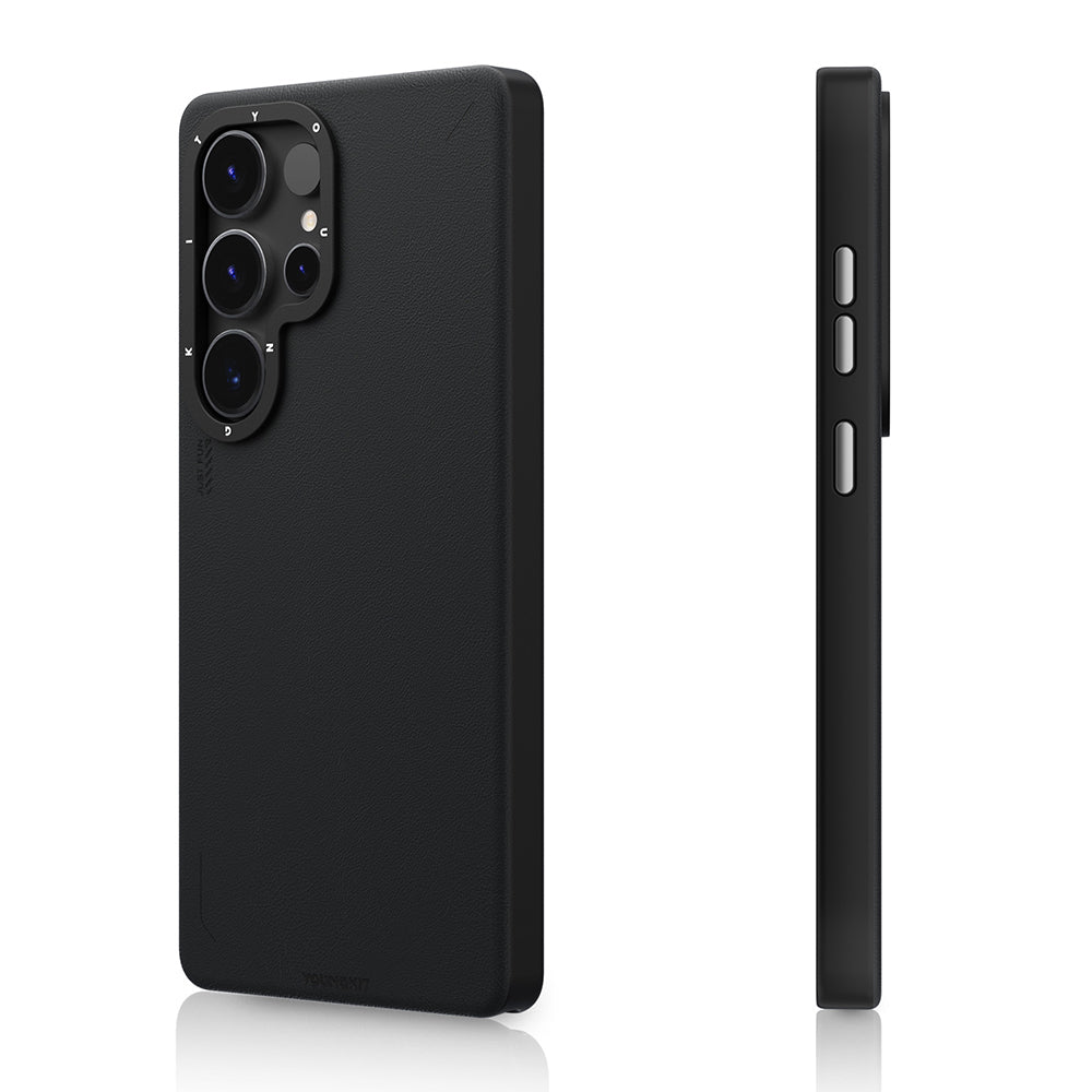 Galaxy S25 Ultra Kılıf M-safe Şarj Özellikli Basit Mat Deri Desenli Youngkit Tech Fashion Serisi Kapak Kahverengi