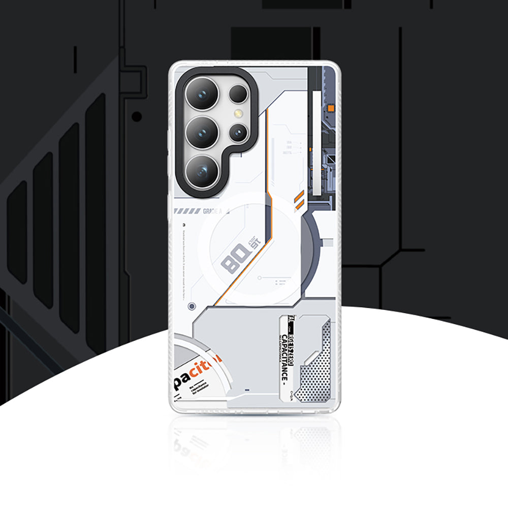 Galaxy S25 Ultra Kılıf Magsafe Şarj Özellikli Benks Dynamic Mecha Serisi Kapak Beyaz