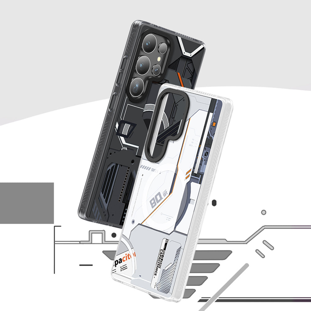 Galaxy S25 Ultra Kılıf Magsafe Şarj Özellikli Benks Dynamic Mecha Serisi Kapak Beyaz