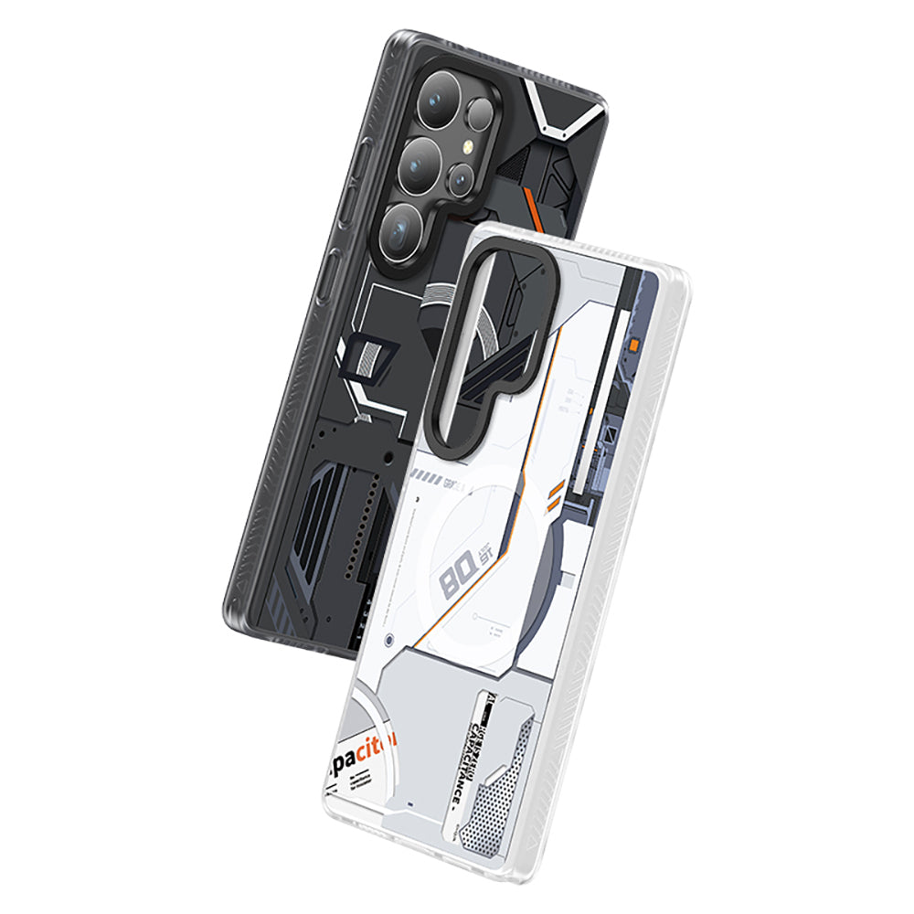 Galaxy S25 Ultra Kılıf Magsafe Şarj Özellikli Benks Dynamic Mecha Serisi Kapak Beyaz