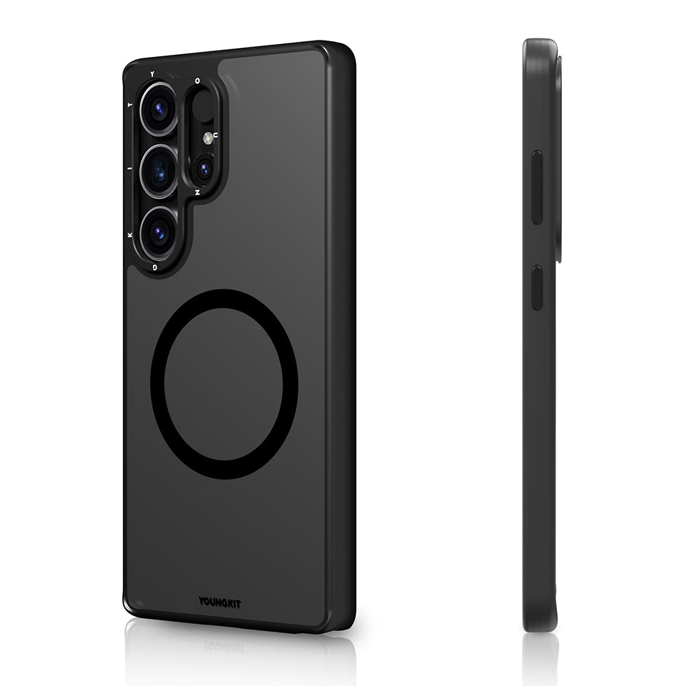 Galaxy S25 Ultra Kılıf M-safe Şarj Özellikli Cam Arka Yüzey TPU Youngkit Gemstone Serisi Kapak Şeffaf