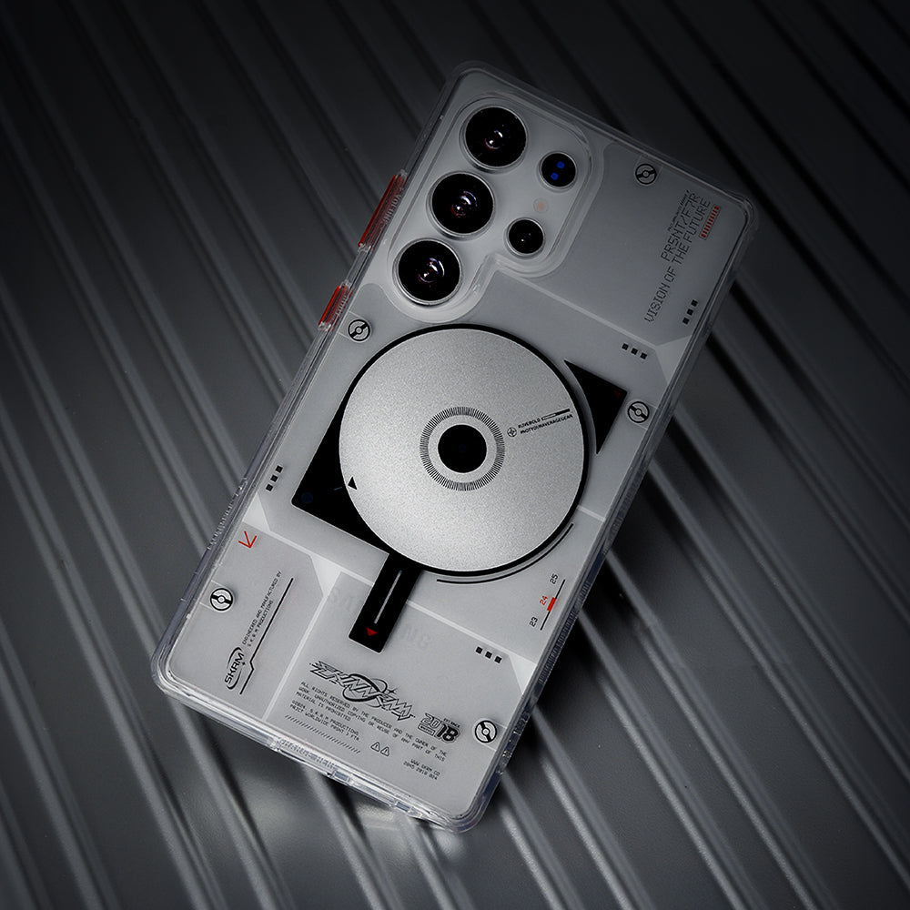 Galaxy S25 Ultra Kılıf M-safe Şarj Özellikli Disk Desenli Airbag Tasarımlı Skinarma Nova Kapak Şeffaf