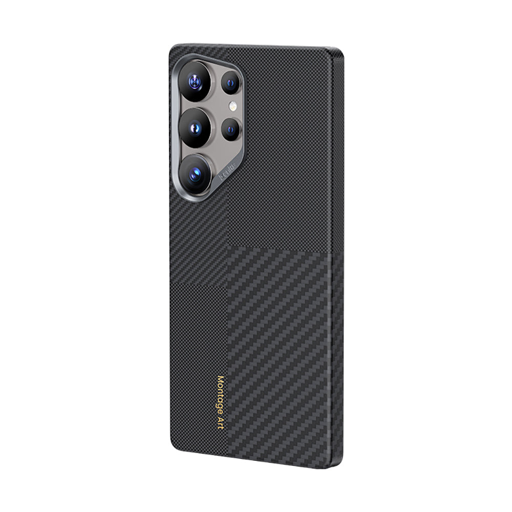 Galaxy S25 Ultra Kılıf Magsafe Şarj Özellikli Karbon Fiber Benks Montage ArmorAir Kevlar Kapak Siyah