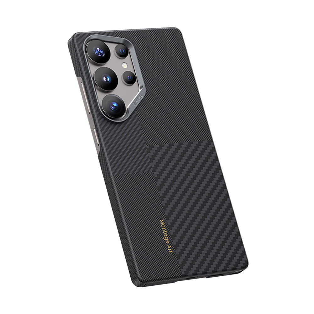 Galaxy S25 Ultra Kılıf Magsafe Şarj Özellikli Karbon Fiber Benks Montage ArmorAir Kevlar Kapak Siyah