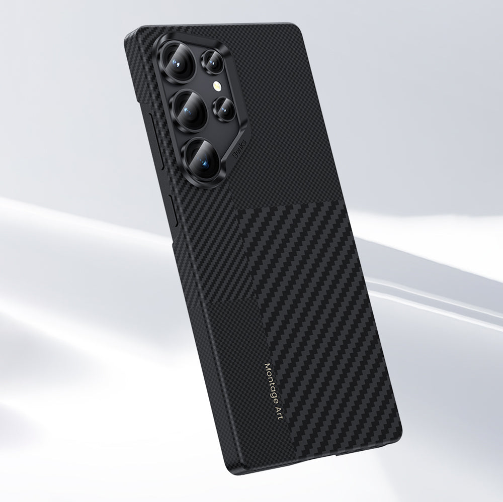 Galaxy S25 Ultra Kılıf Magsafe Şarj Özellikli Karbon Fiber Benks Montage ArmorAir Kevlar Kapak Siyah