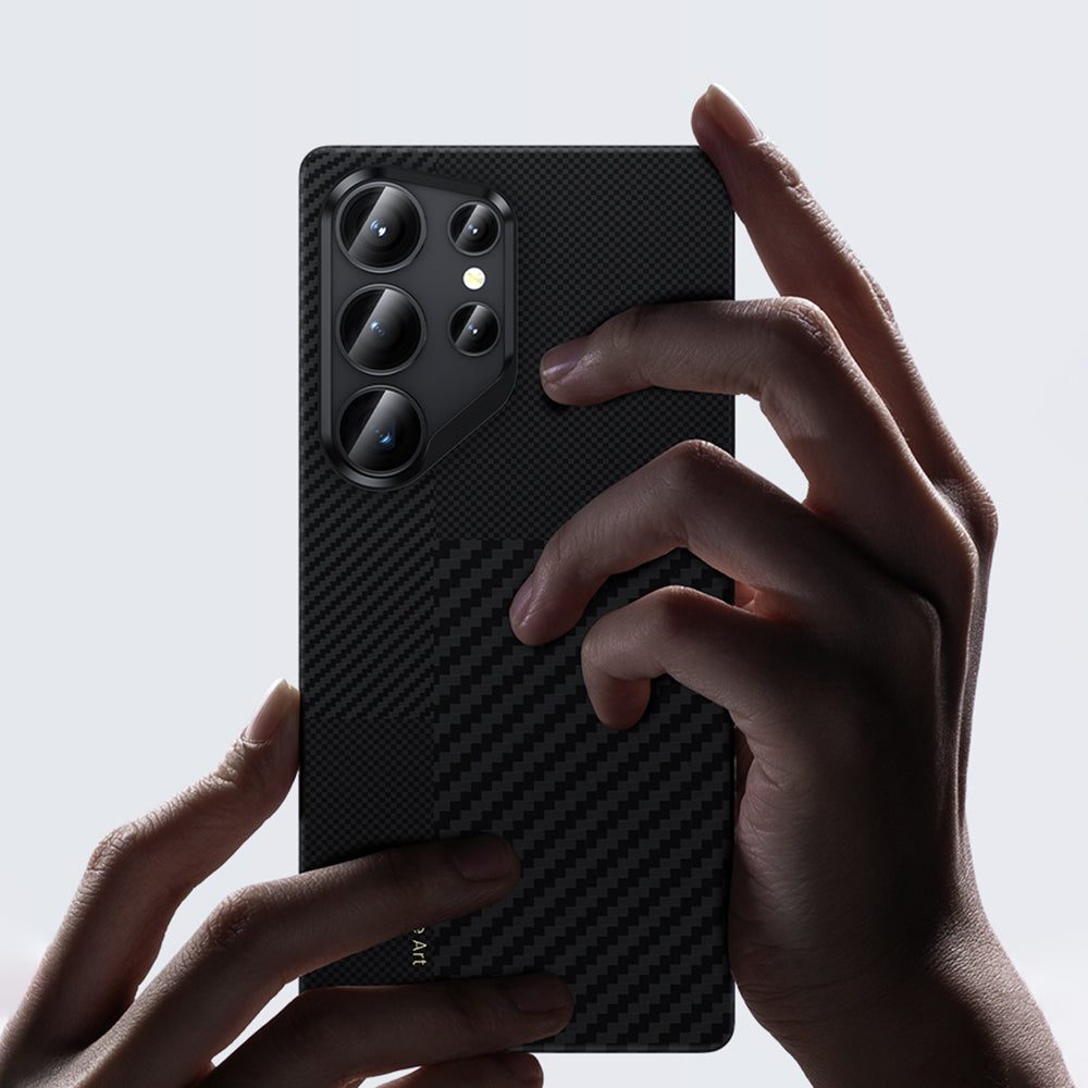 Galaxy S25 Ultra Kılıf Magsafe Şarj Özellikli Karbon Fiber Benks Montage ArmorAir Kevlar Kapak Siyah