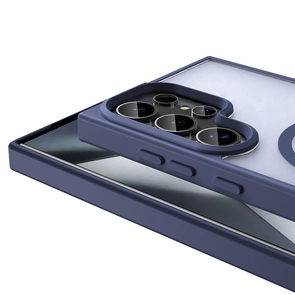 Galaxy S25 Ultra Kılıf M-safe Şarj Özellikli Mat Arka Yüzey Zore Sio Kapak Mavi