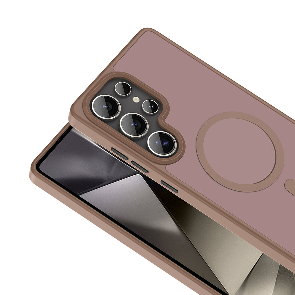 Galaxy S25 Ultra Kılıf M-safe Şarj Özellikli Mat Arka Yüzey Zore Sio Kapak Bej