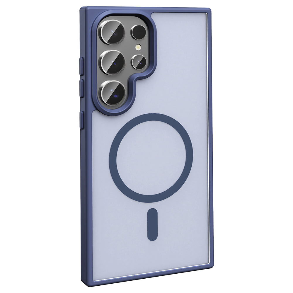 Galaxy S25 Ultra Kılıf M-safe Şarj Özellikli Mat Arka Yüzey Zore Sio Kapak Derin Mor