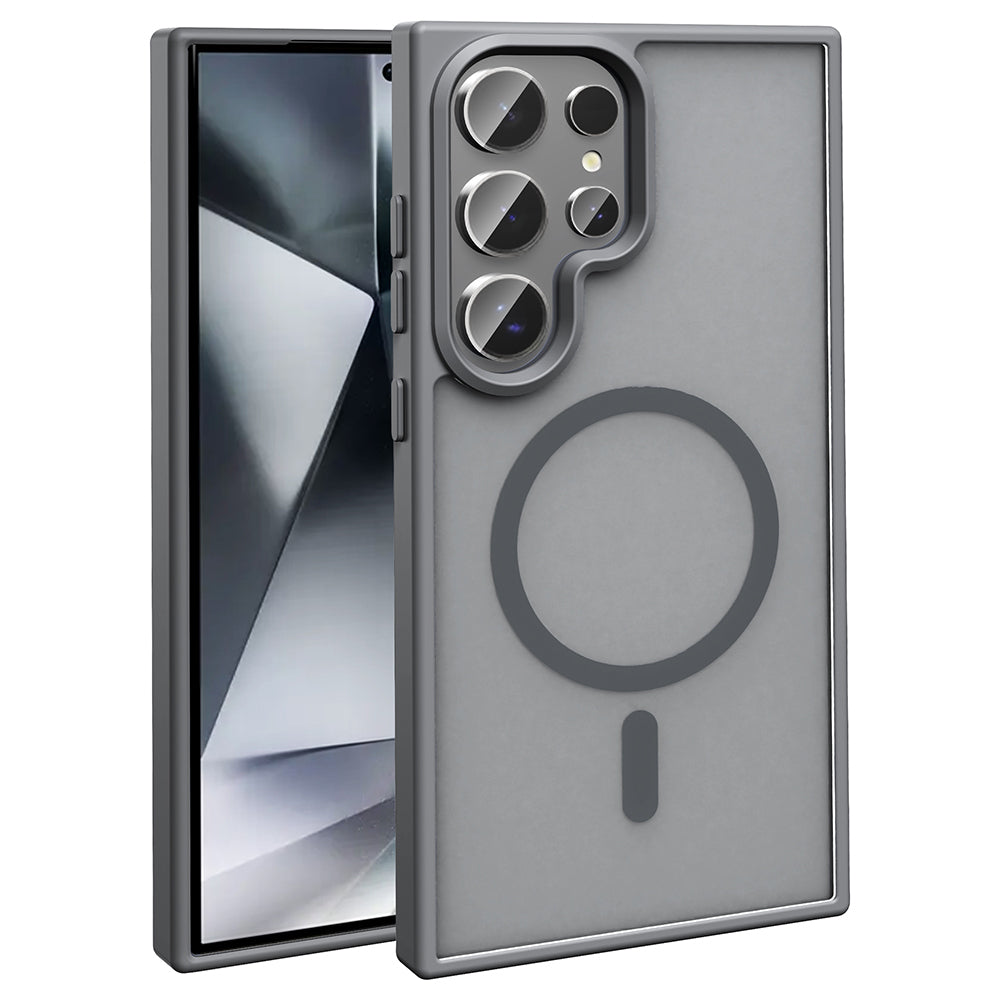 Galaxy S25 Ultra Kılıf M-safe Şarj Özellikli Mat Arka Yüzey Zore Sio Kapak Gri