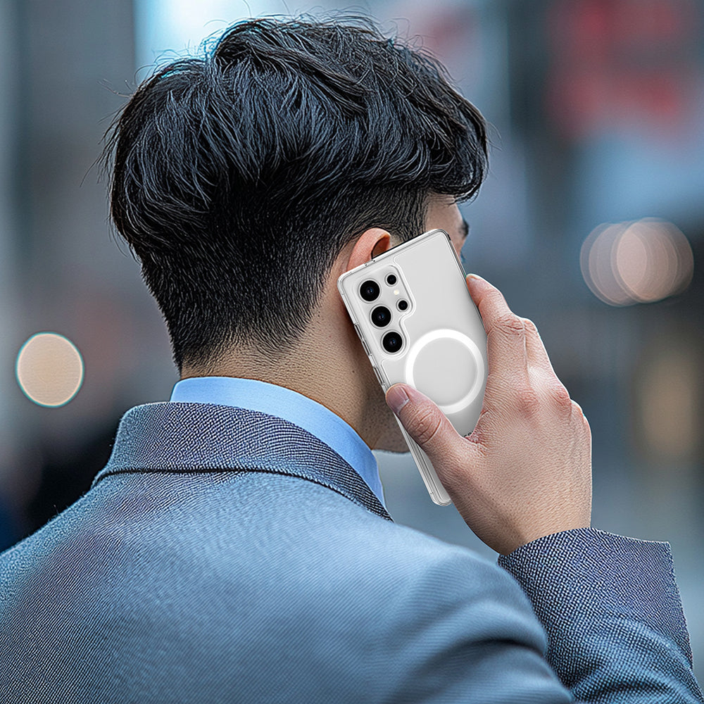 Galaxy S25 Ultra Kılıf M-safe Şarj Özellikli Raptic Crystal M-safe Serisi Şeffaf Kapak Şeffaf