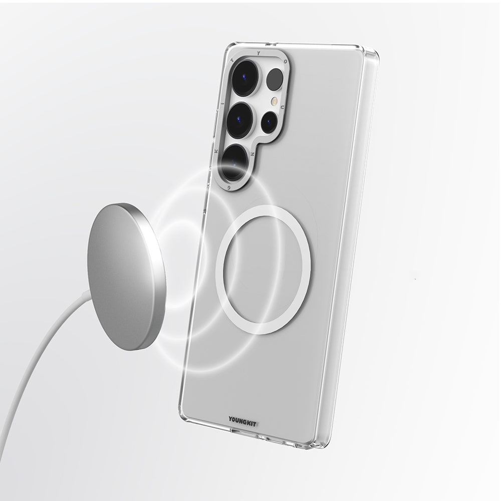 Galaxy S25 Ultra Kılıf Magsafe Şarj Özellikli Şeffaf Youngkit Crystal Shield Serisi Kapak Siyah