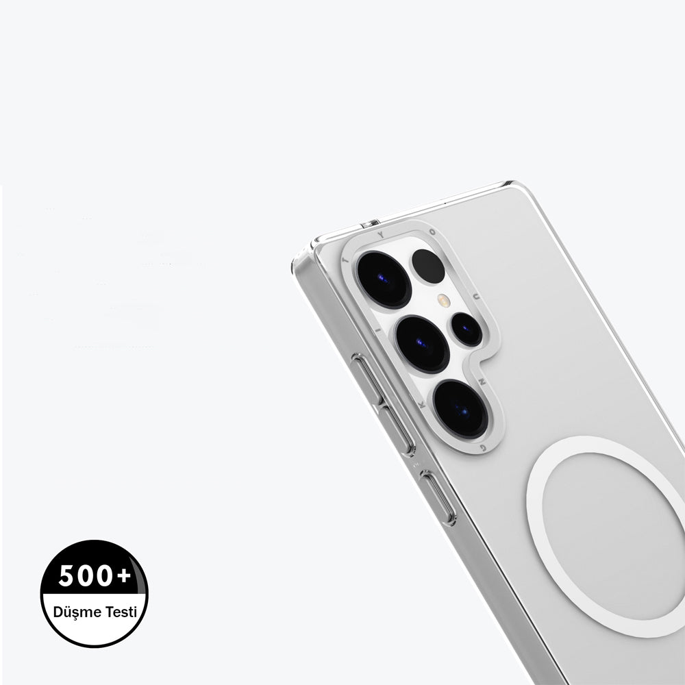 Galaxy S25 Ultra Kılıf Magsafe Şarj Özellikli Şeffaf Youngkit Crystal Shield Serisi Kapak Siyah