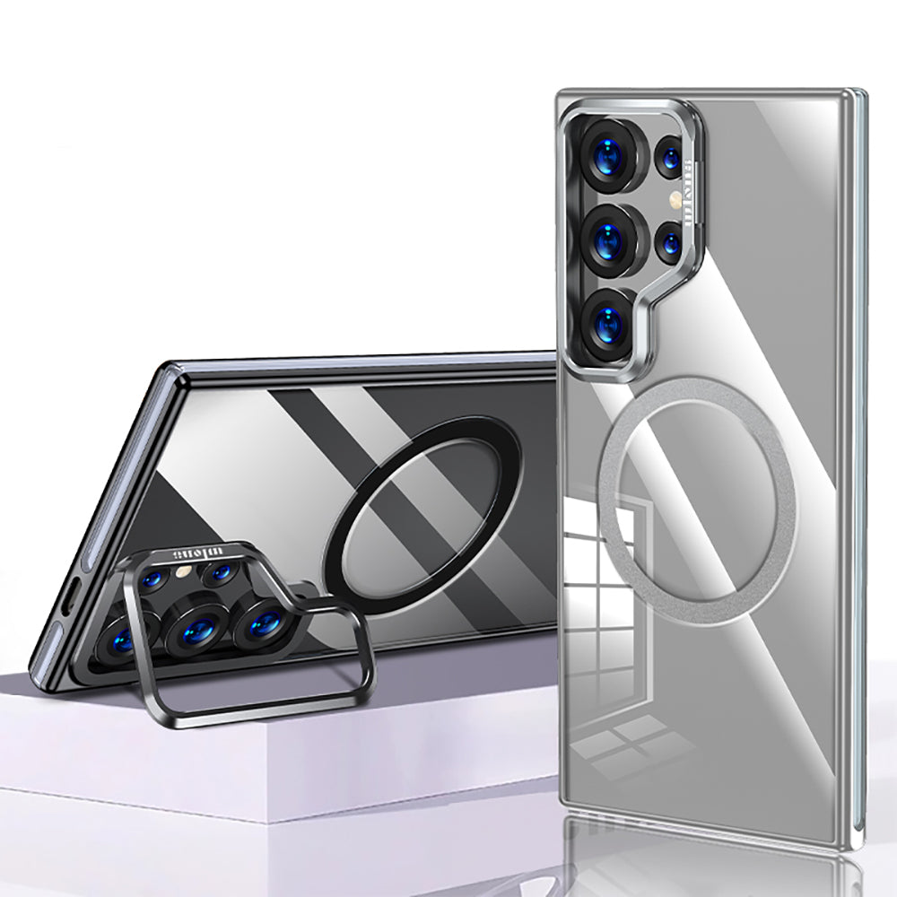 Galaxy S25 Ultra Kılıf M-safe Şarj Özellikli Wlons Standlı Efsane Kapak Siyah