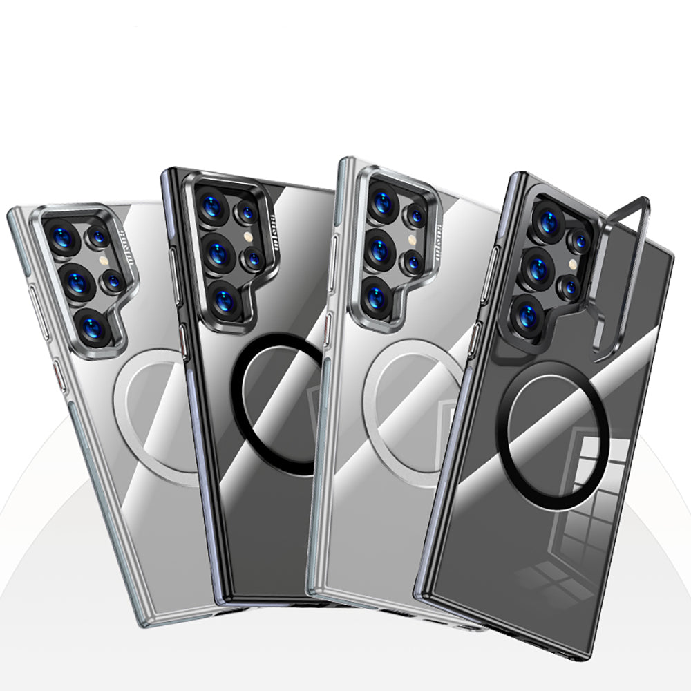 Galaxy S25 Ultra Kılıf M-safe Şarj Özellikli Wlons Standlı Efsane Kapak Gri