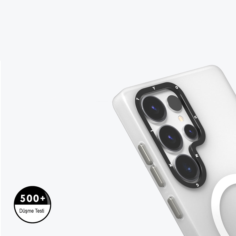 Galaxy S25 Ultra Kılıf Magsafe Şarj Özellikli Youngkit Hidden Sand Serisi Kapak Beyaz