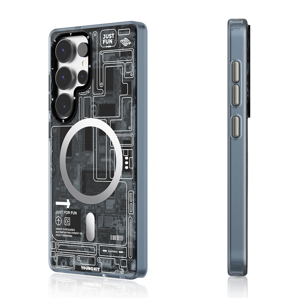 Galaxy S25 Ultra Kılıf Magsafe Şarj Özellikli YoungKit Technology Serisi Kapak Siyah