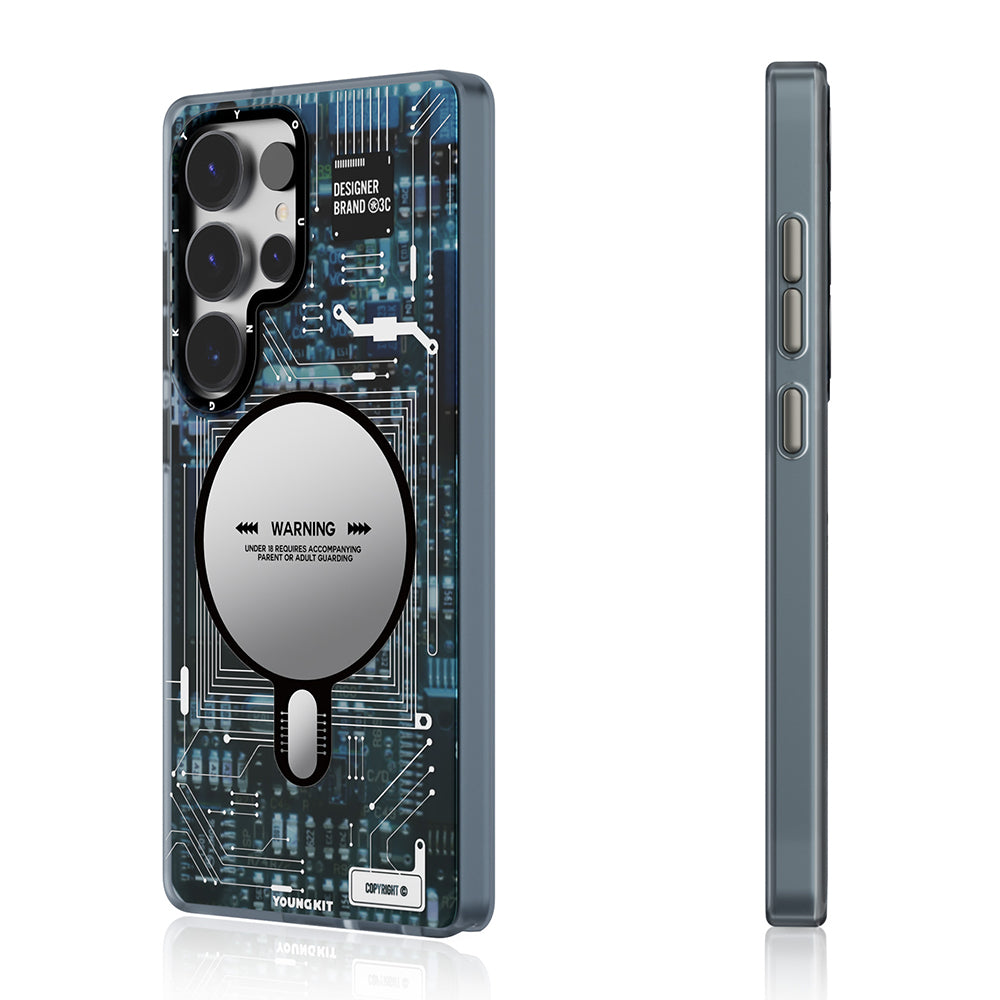 Galaxy S25 Ultra Kılıf Magsafe Şarj Özellikli YoungKit Technology Serisi Kapak Mavi