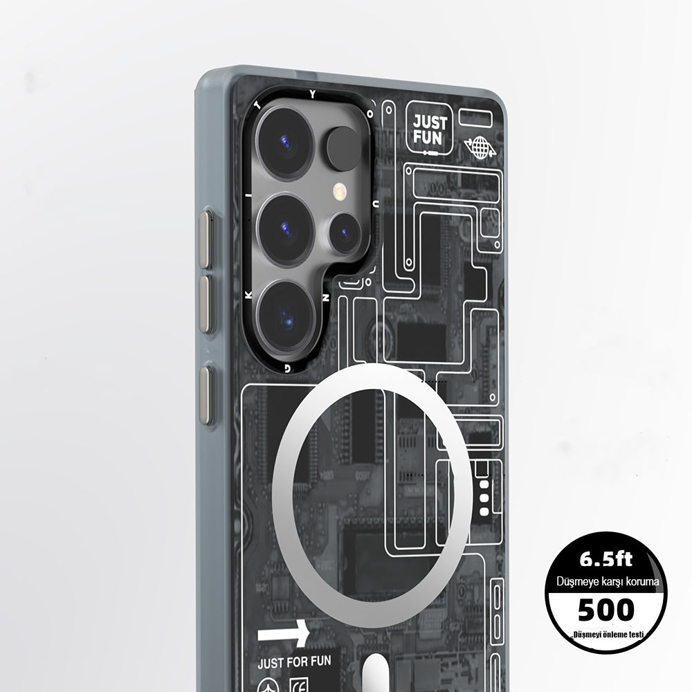 Galaxy S25 Ultra Kılıf Magsafe Şarj Özellikli YoungKit Technology Serisi Kapak Siyah