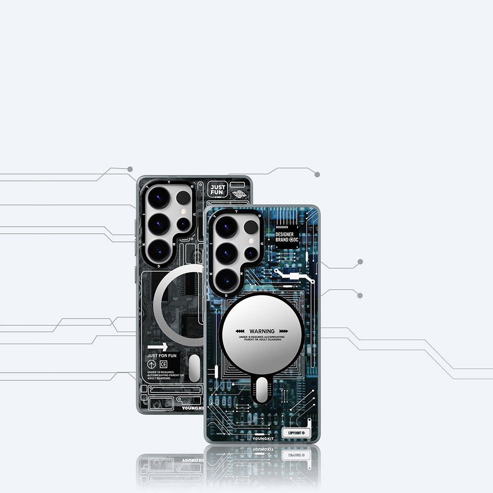 Galaxy S25 Ultra Kılıf Magsafe Şarj Özellikli YoungKit Technology Serisi Kapak Mavi