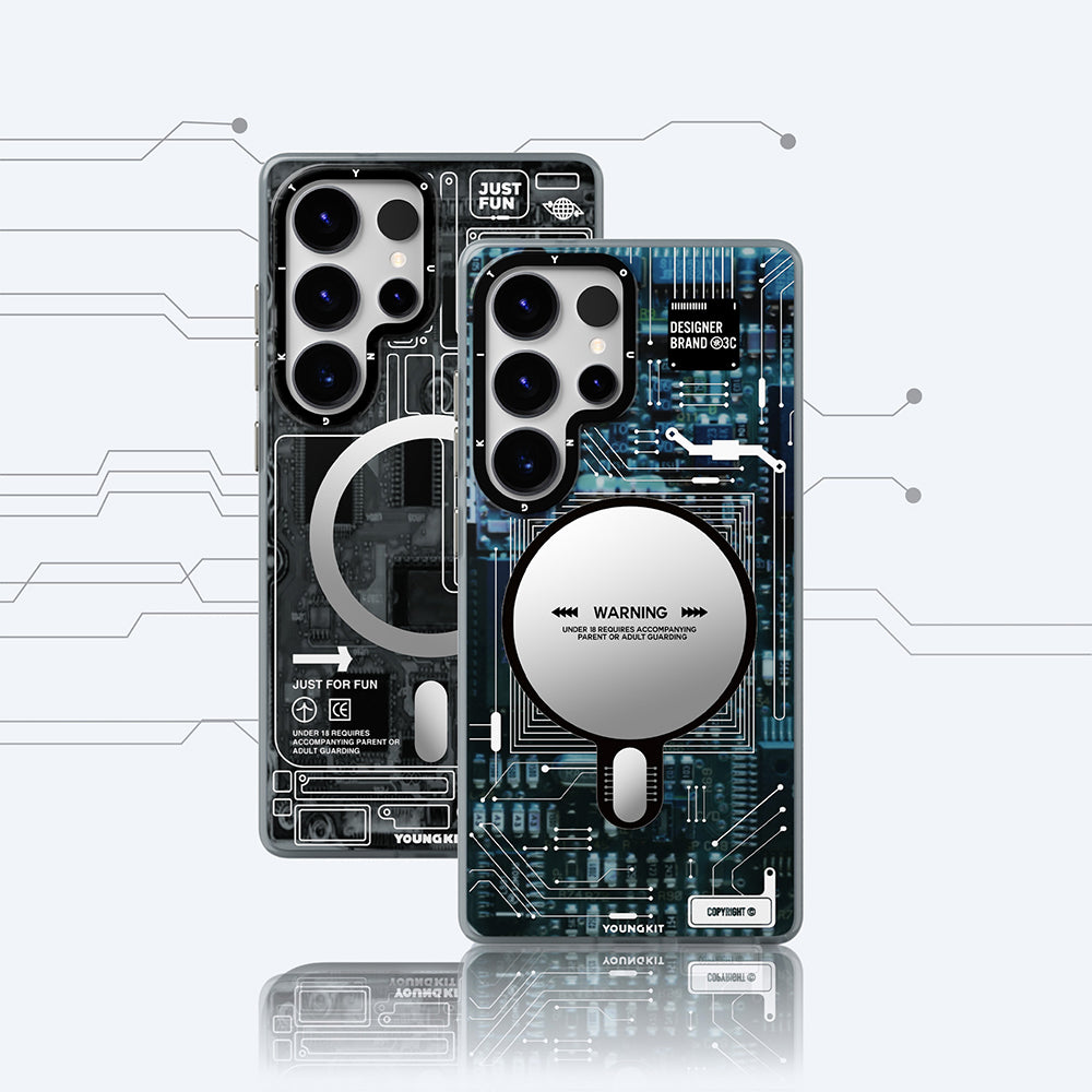 Galaxy S25 Ultra Kılıf Magsafe Şarj Özellikli YoungKit Technology Serisi Kapak Mavi