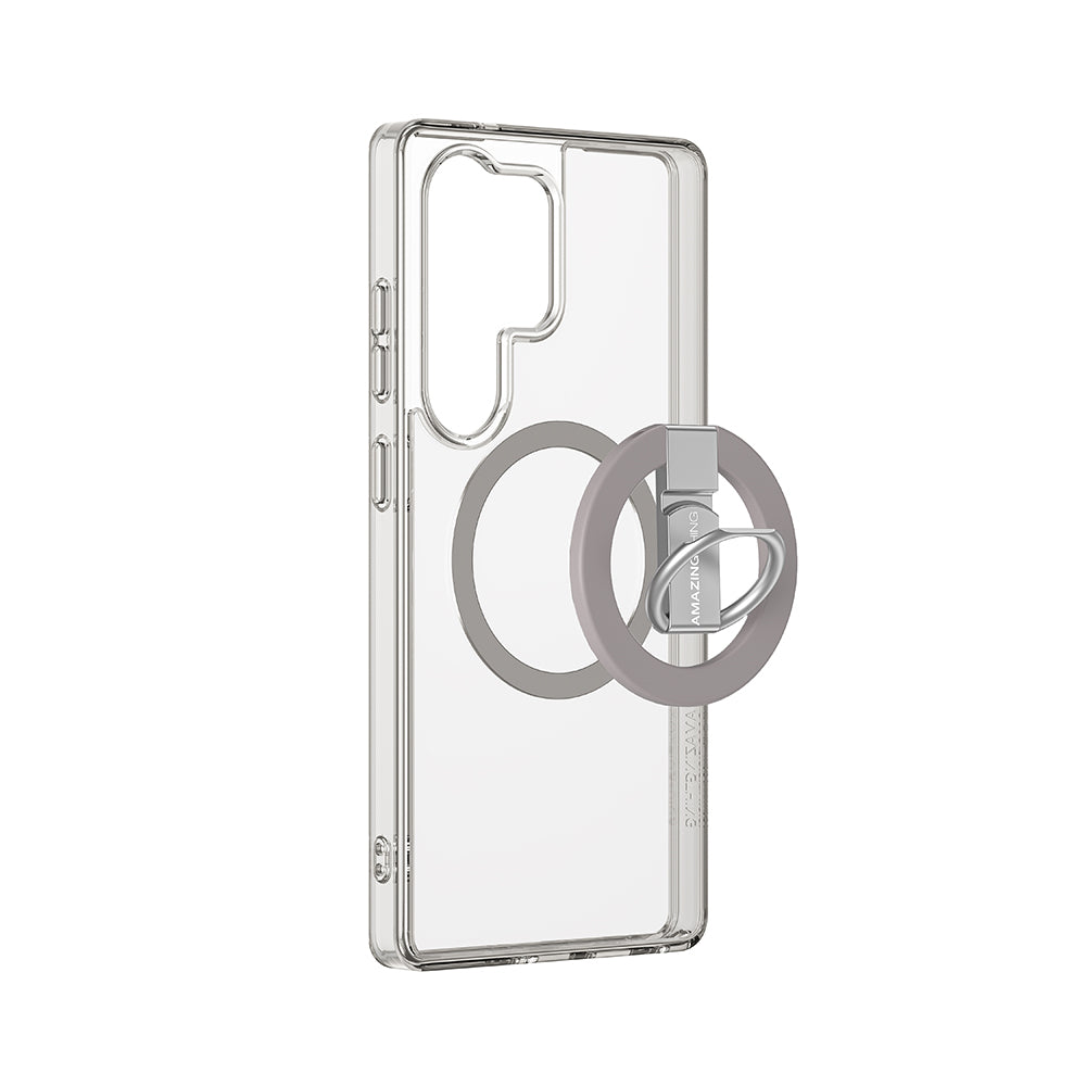 Galaxy S25 Ultra Kılıf M-safe Şarj Özellikli Yüzük Standlı Amazingthing Minimal Grip Serisi Kapak Gri