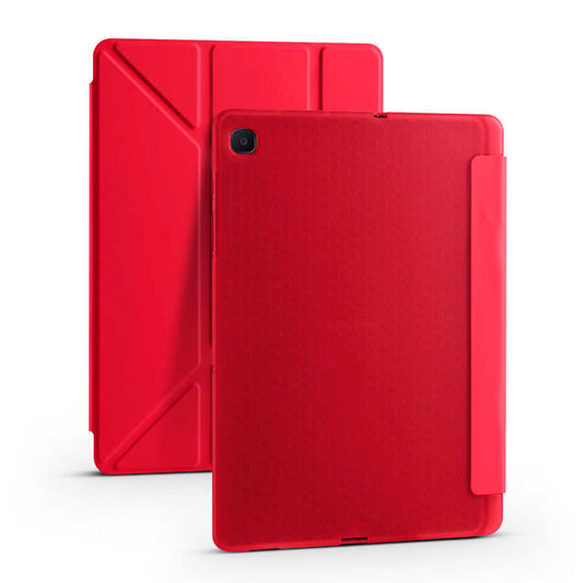 Galaxy Tab A7 10.4 T500 2020 Kılıf Zore Tri Folding Kalem Bölmeli Standlı Kılıf Kırmızı