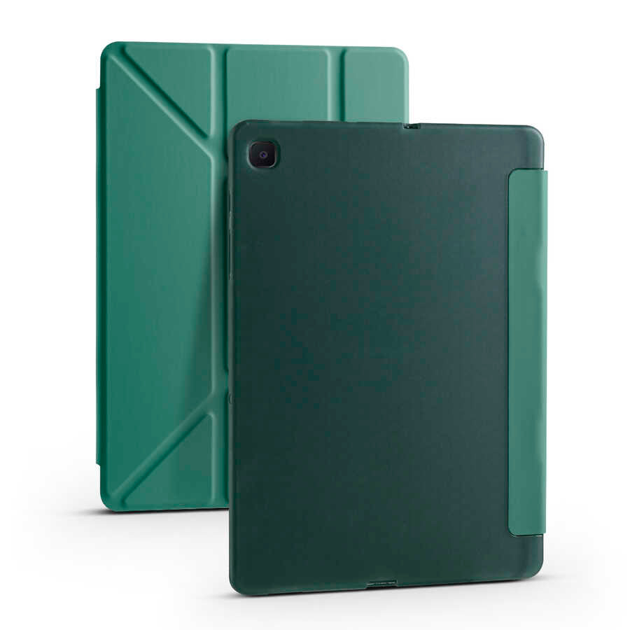 Galaxy Tab A7 10.4 T500 2020 Kılıf Zore Tri Folding Kalem Bölmeli Standlı Kılıf Koyu Yeşil