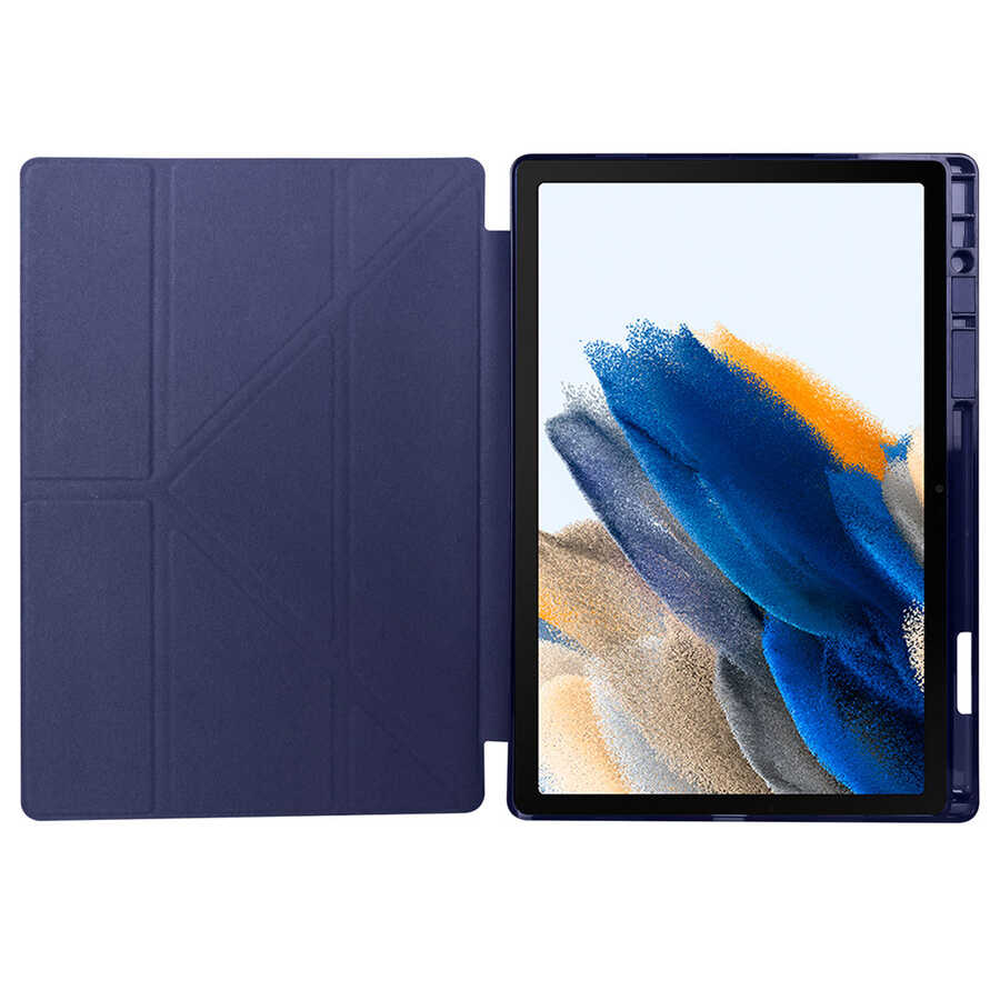 Galaxy Tab A8 10.5 SM-X200 (2021) Kılıf Zore Tri Folding Kalem Bölmeli Standlı Kılıf Mor