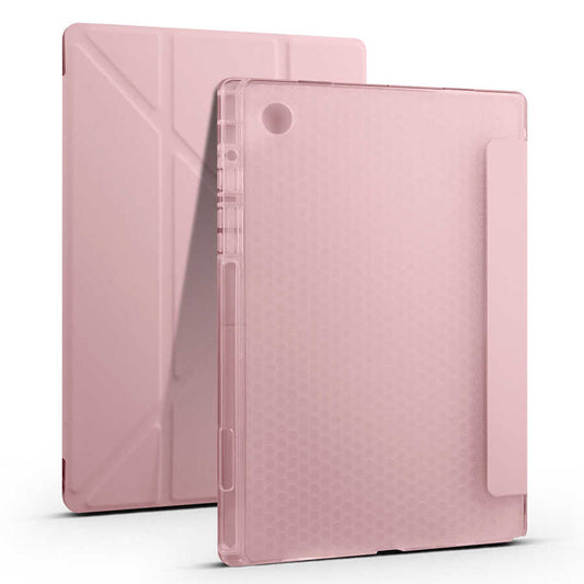 Galaxy Tab A8 10.5 SM-X200 (2021) Kılıf Zore Tri Folding Kalem Bölmeli Standlı Kılıf Rose Gold