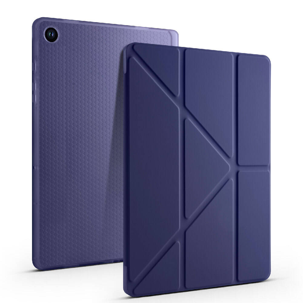 Galaxy Tab A9 Kılıf Zore Tri Folding Kalem Bölmeli Standlı Kılıf Mor