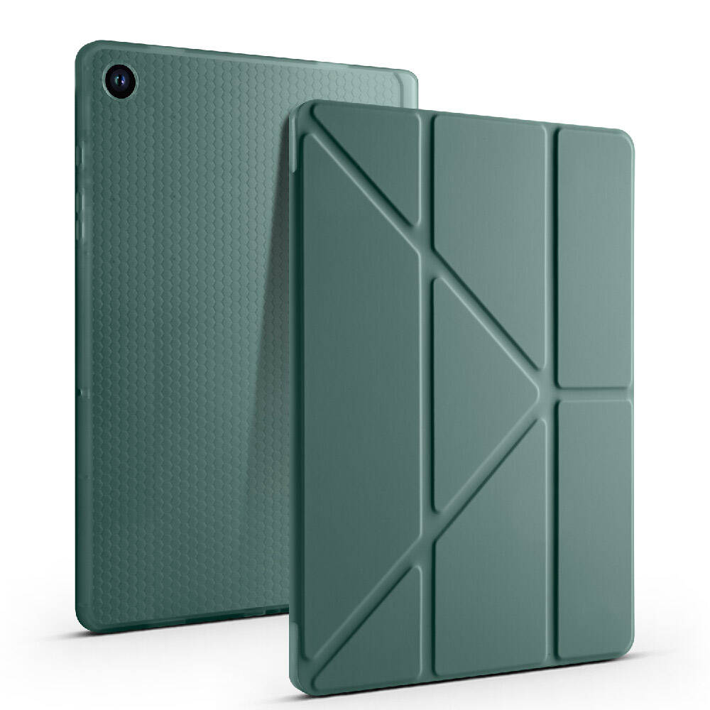 Galaxy Tab A9 Plus Kılıf Zore Tri Folding Kalem Bölmeli Standlı Kılıf Gri