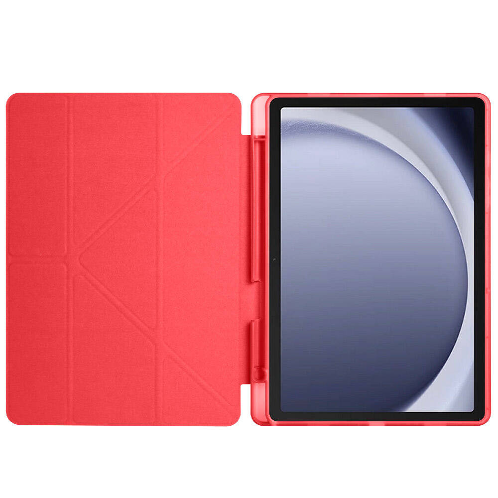 Galaxy Tab A9 Plus Kılıf Zore Tri Folding Kalem Bölmeli Standlı Kılıf Kırmızı